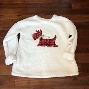 UGLY CHRISTMAS SWEATER Holiday Sherpa Scottie Dog